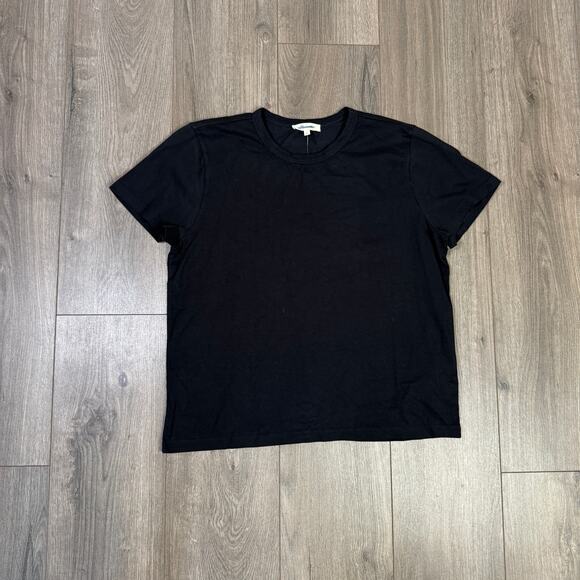 Madewell The Perfect Crewneck Tee WMNS L Black Cotton Short Sleeve Lightweight - Picture 4 of 8